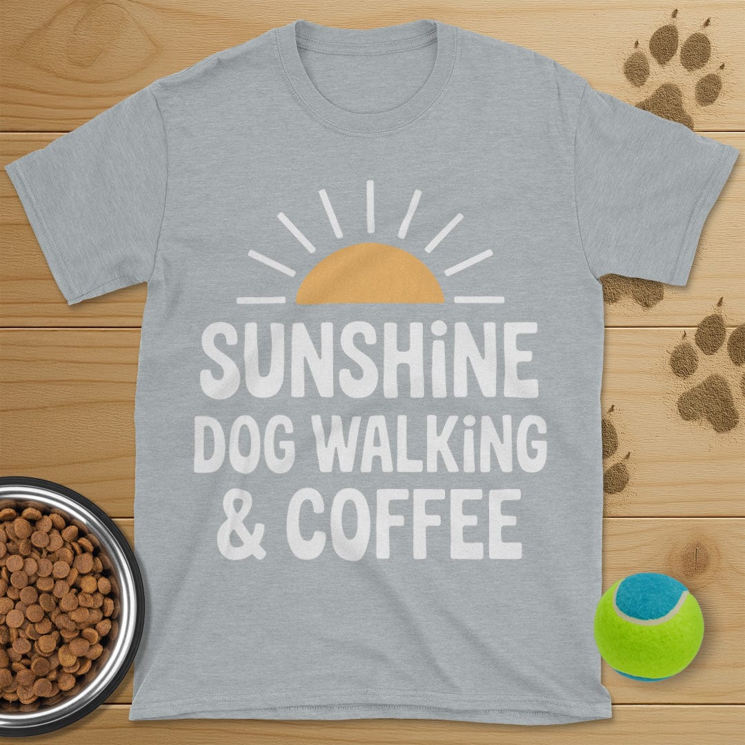 Sunshine Coffee and Dog Walking Retro T-Shirt
