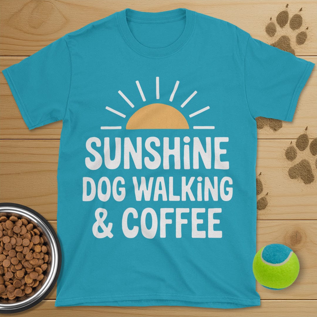Sunshine Coffee and Dog Walking Retro T-Shirt