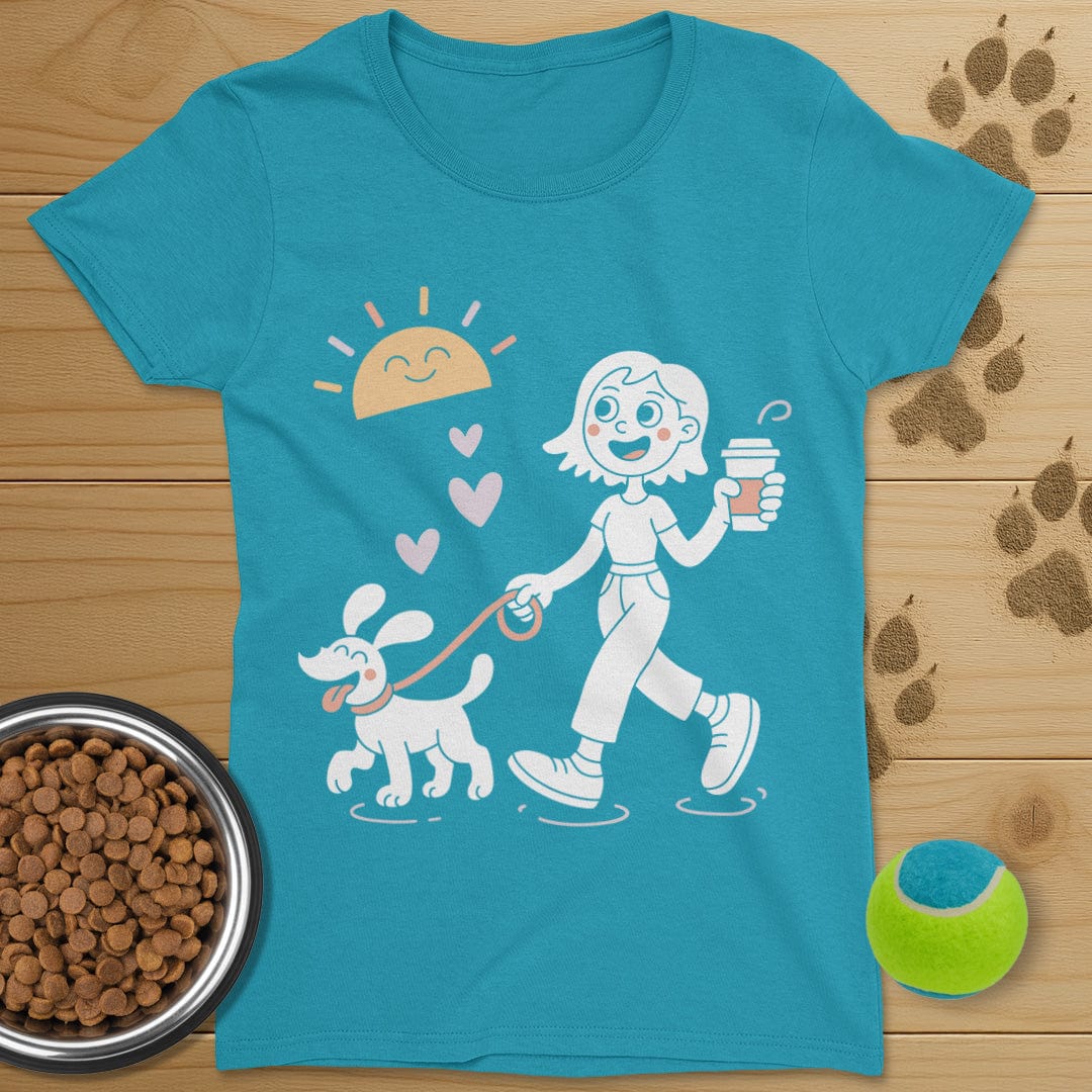 Sunshine Coffee and Dog Walking Shirt-Womens