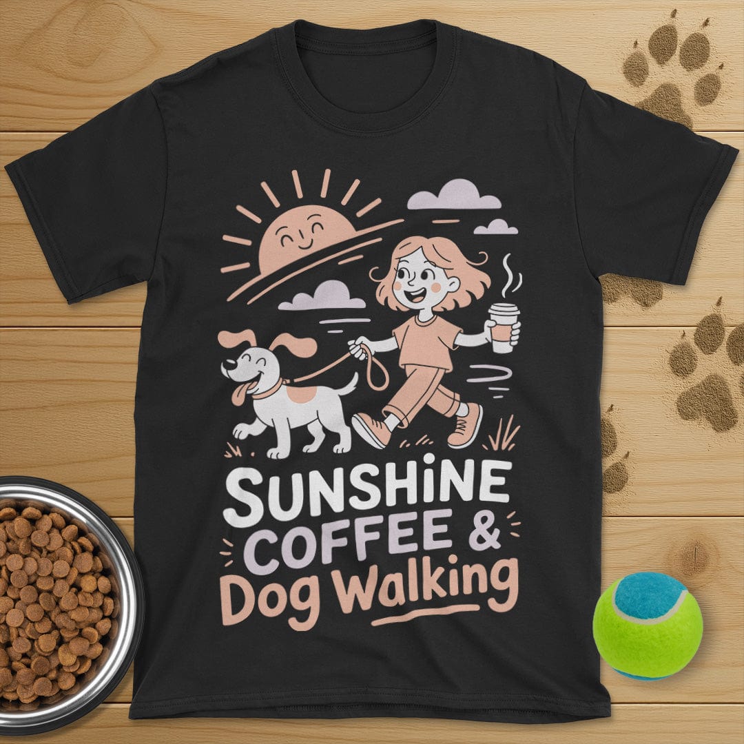 Sunshine Coffee and Dog Walking T-Shirt