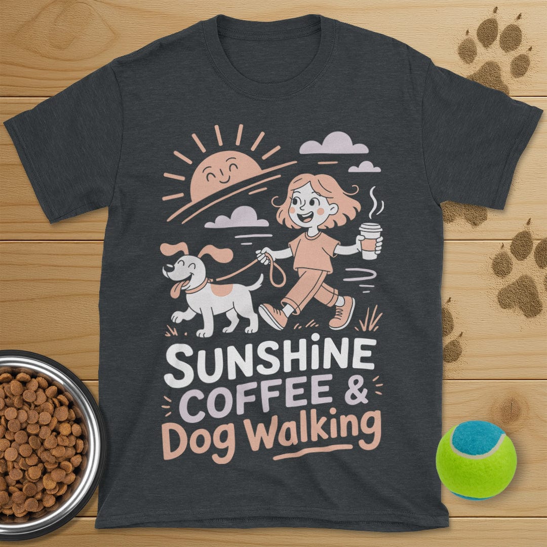 Sunshine Coffee and Dog Walking T-Shirt