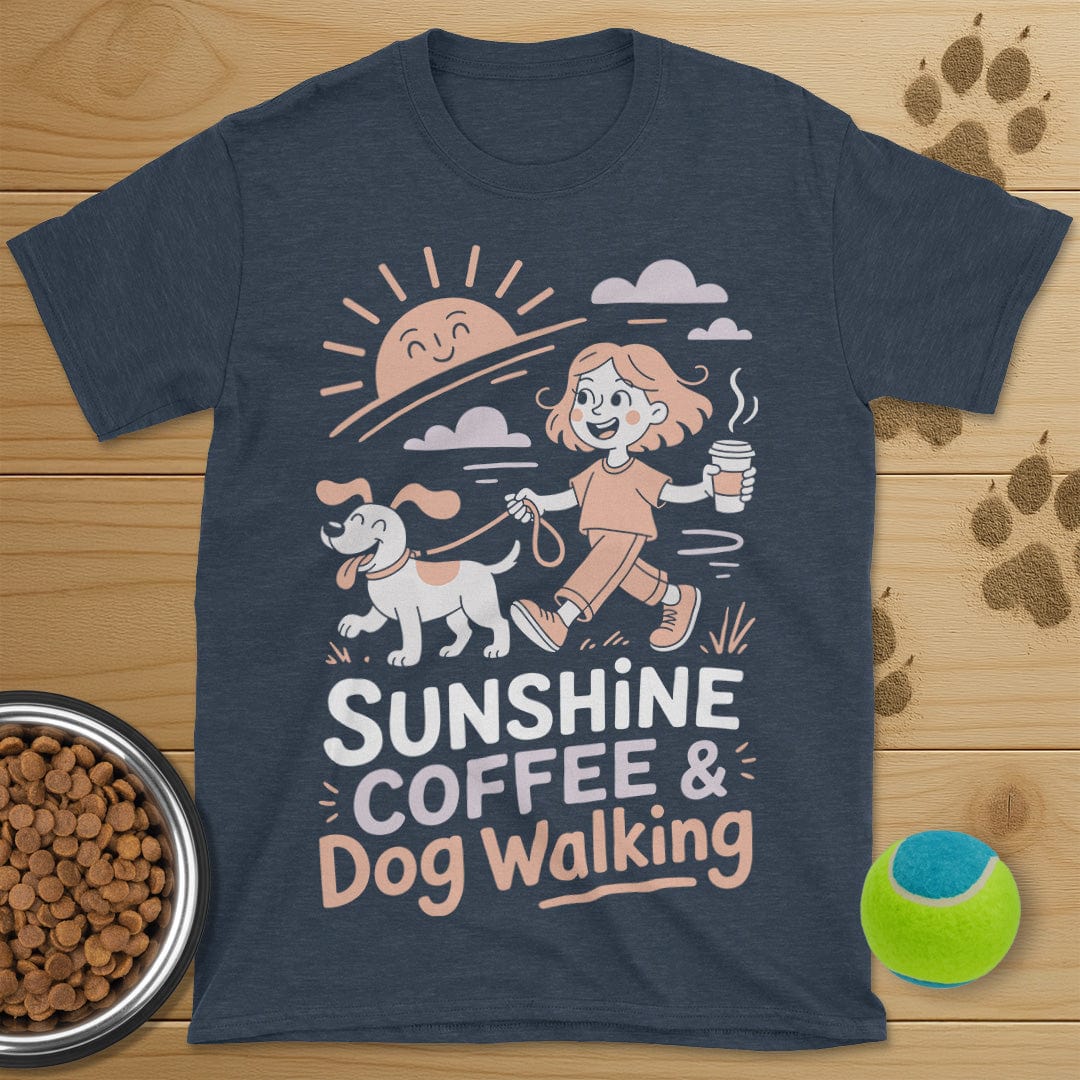 Sunshine Coffee and Dog Walking T-Shirt