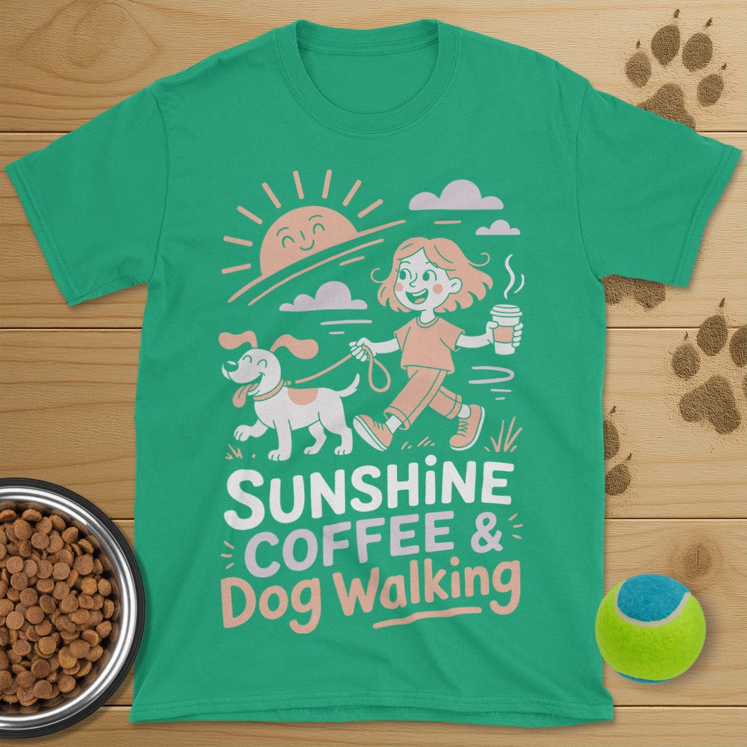 Sunshine Coffee and Dog Walking T-Shirt