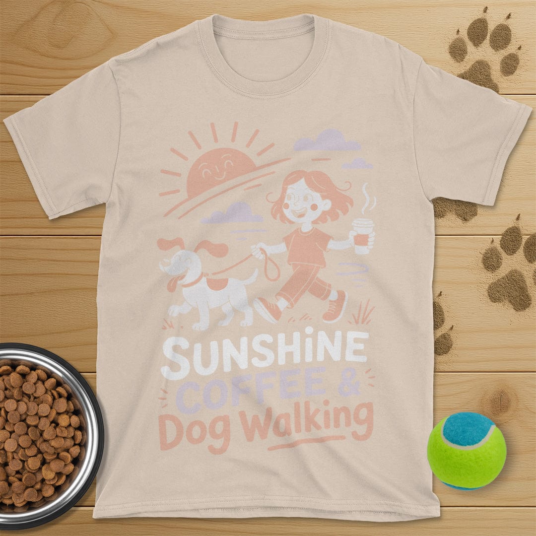 Sunshine Coffee and Dog Walking T-Shirt