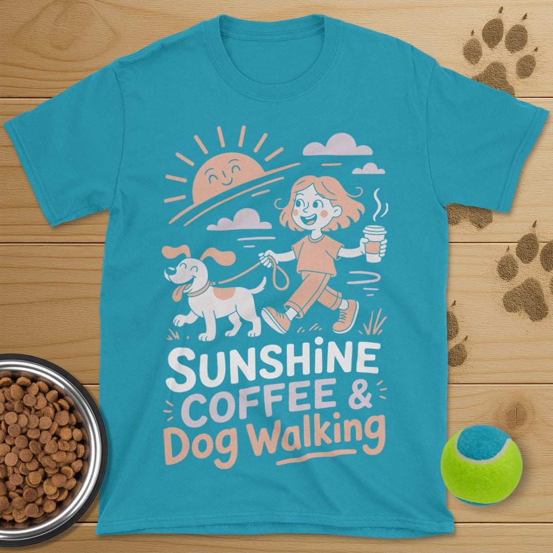 Sunshine Coffee and Dog Walking T-Shirt