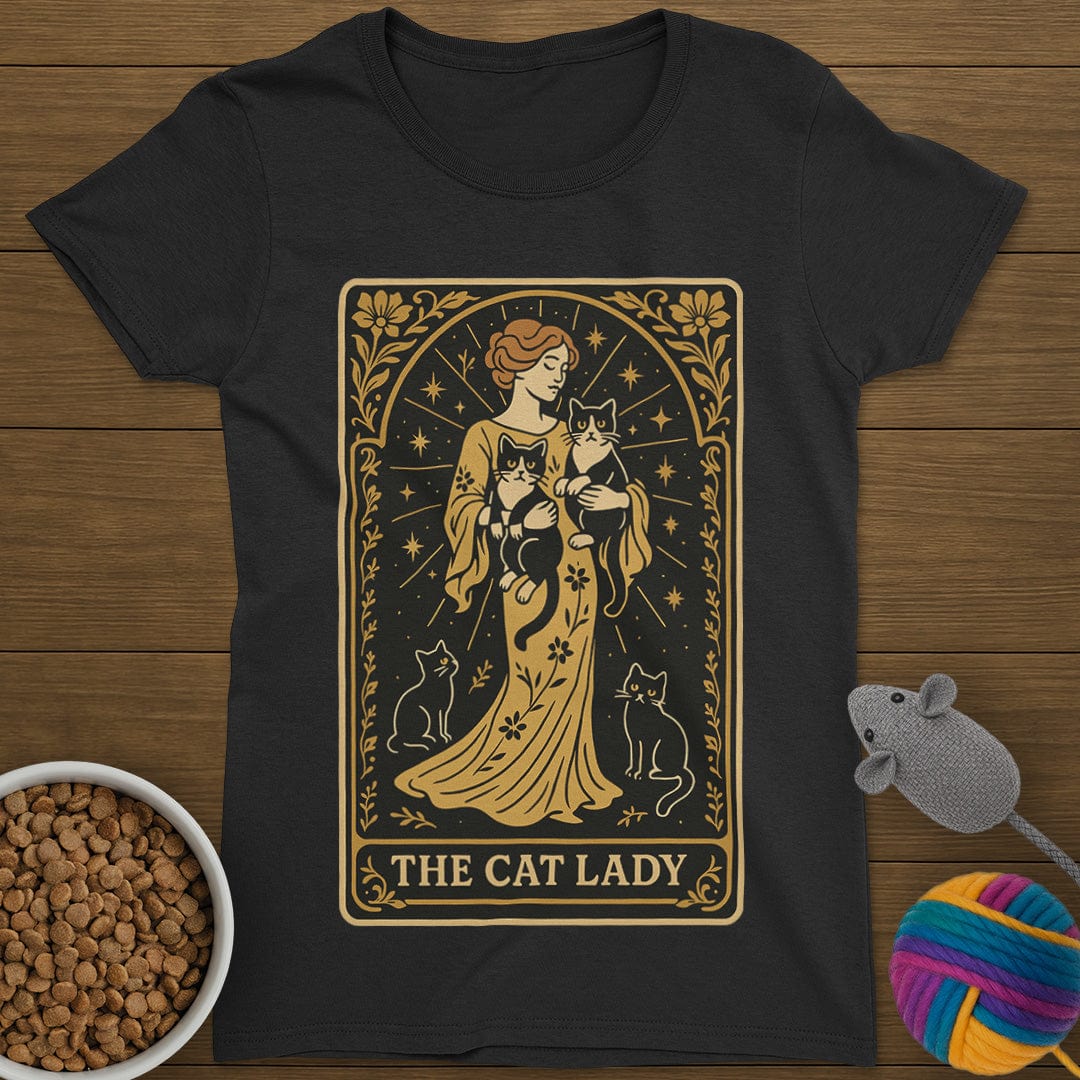 The Cat Lady Tarot Card T-Shirt Womens