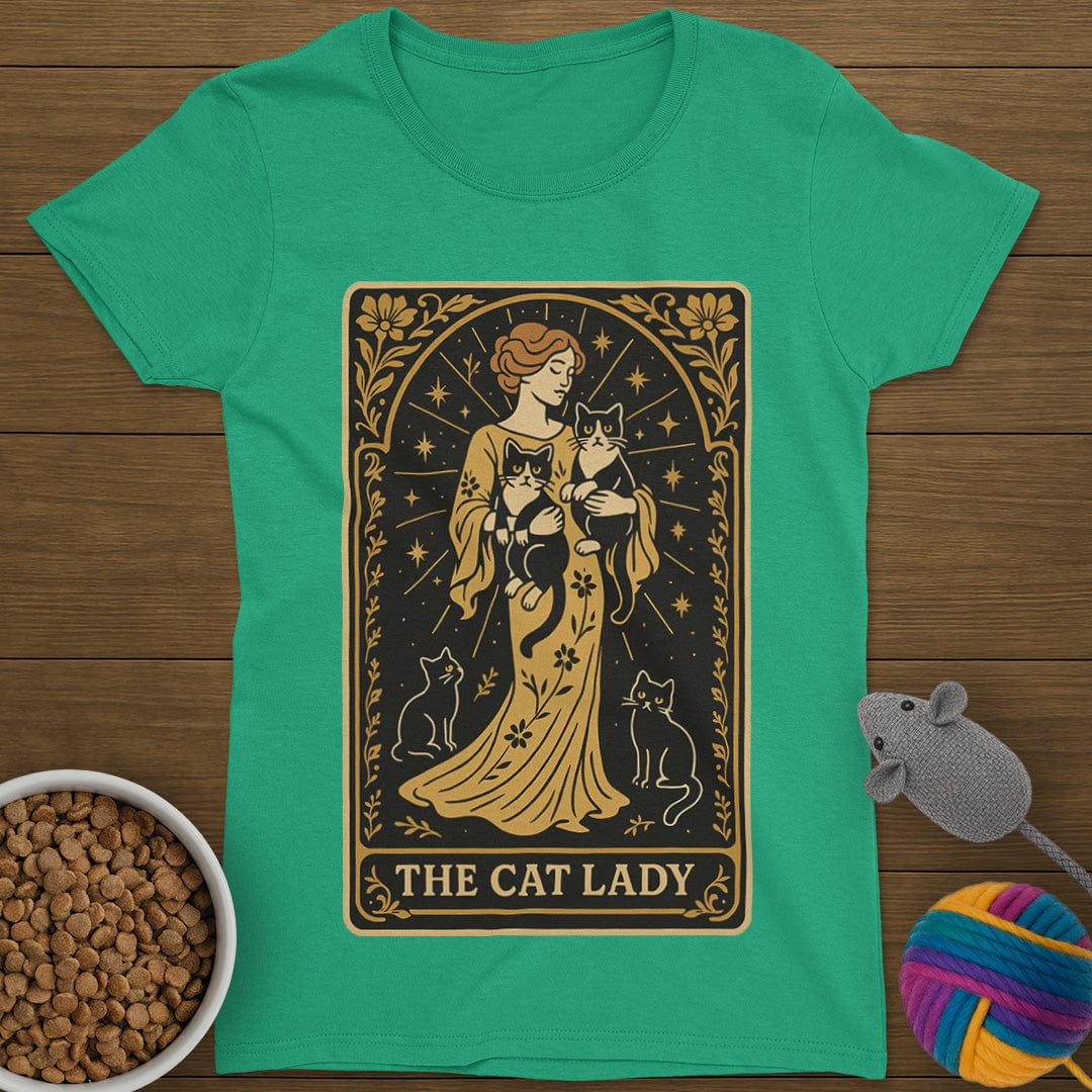 The Cat Lady Tarot Card T-Shirt Womens