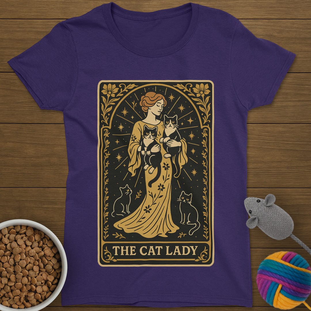 The Cat Lady Tarot Card T-Shirt Womens