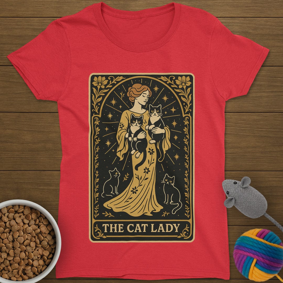 The Cat Lady Tarot Card T-Shirt Womens