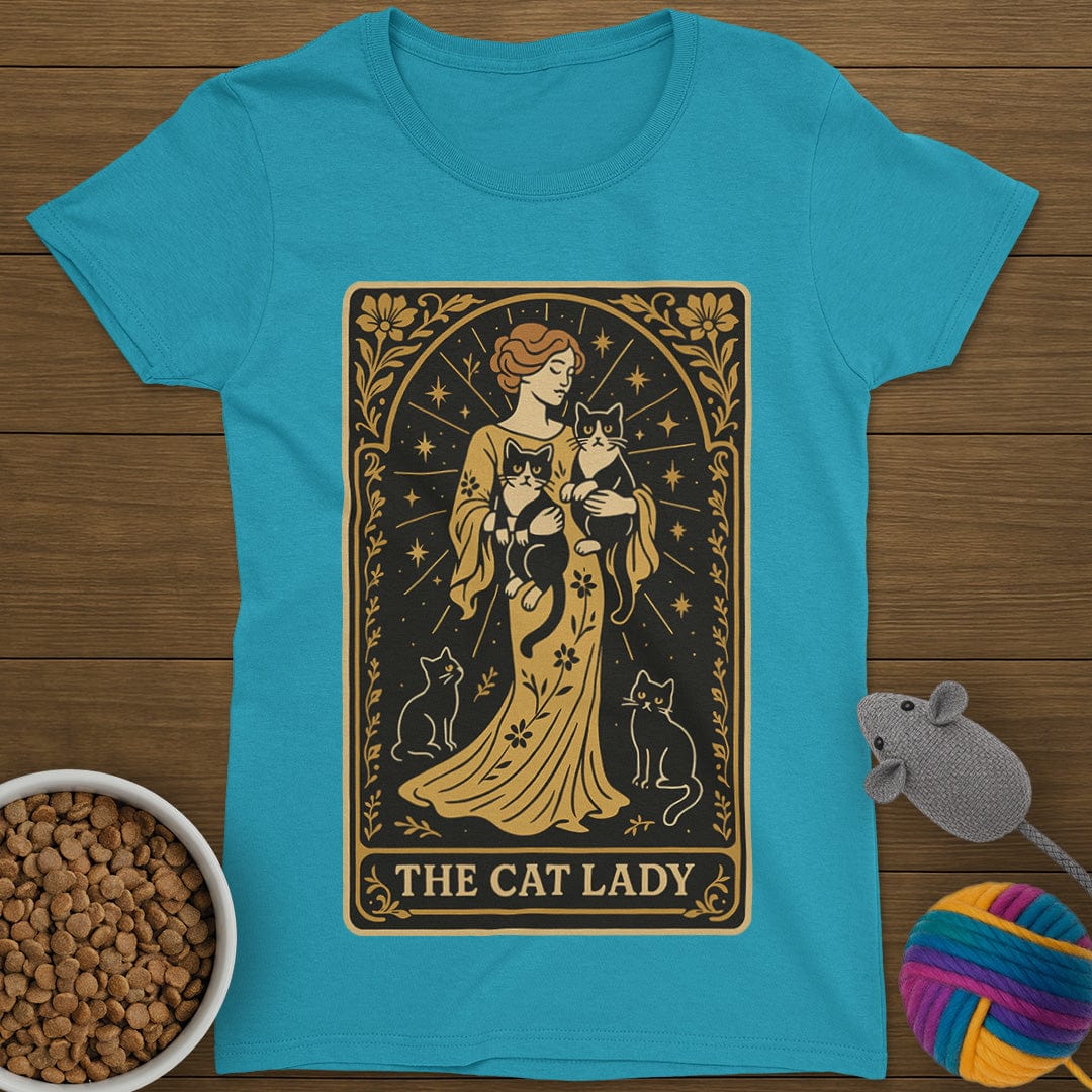The Cat Lady Tarot Card T-Shirt Womens