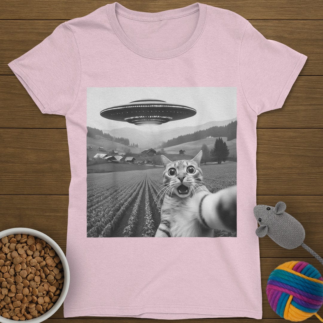 UFO Selfie Cat T-Shirt Womens