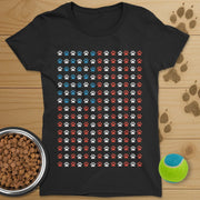 USA Flag Dog Paws T-Shirt-Womens
