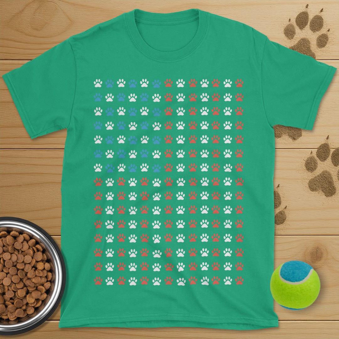 USA Flag Dog Paws T-Shirt