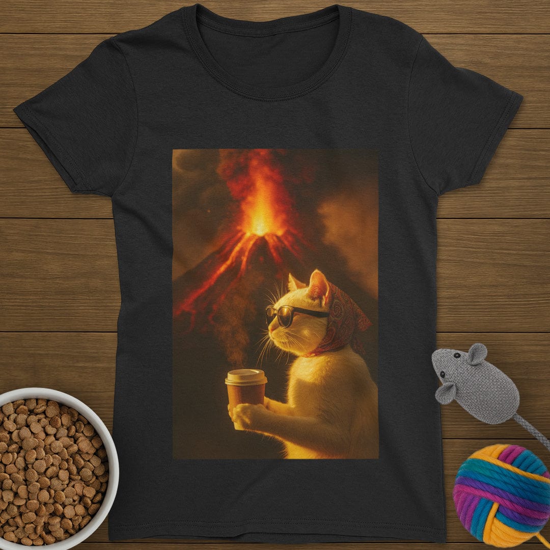 Volcano Coffee Cat T-Shirt Womens