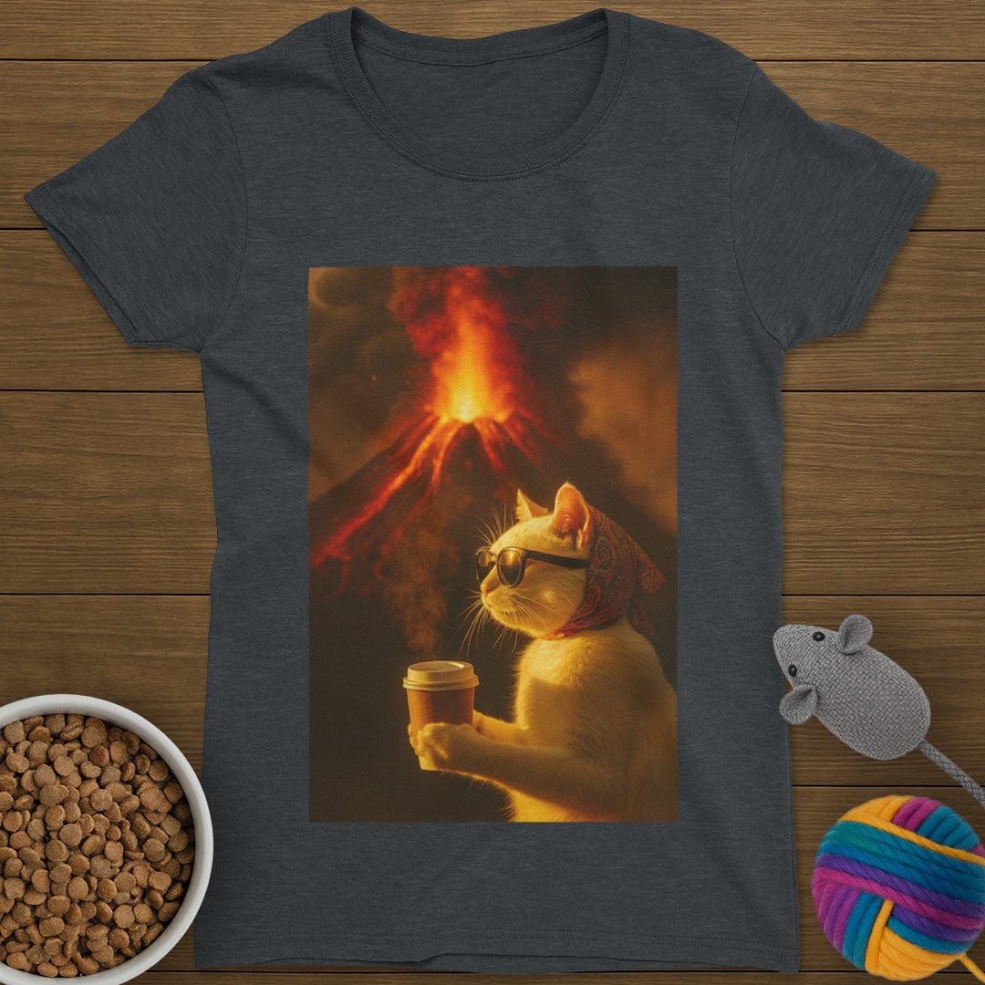 Volcano Coffee Cat T-Shirt Womens