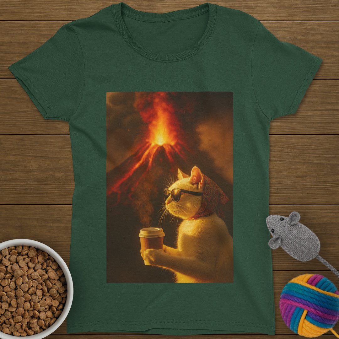 Volcano Coffee Cat T-Shirt Womens