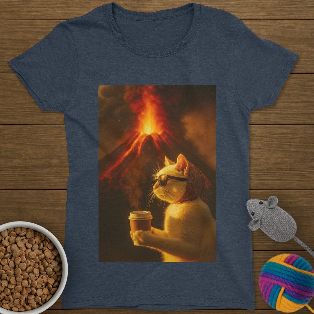 Volcano Coffee Cat T-Shirt Womens