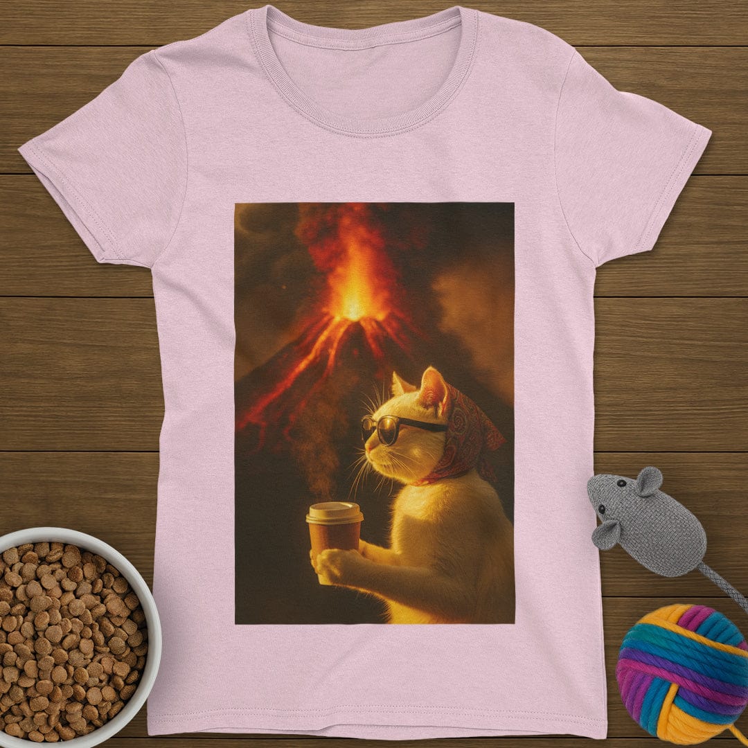 Volcano Coffee Cat T-Shirt Womens