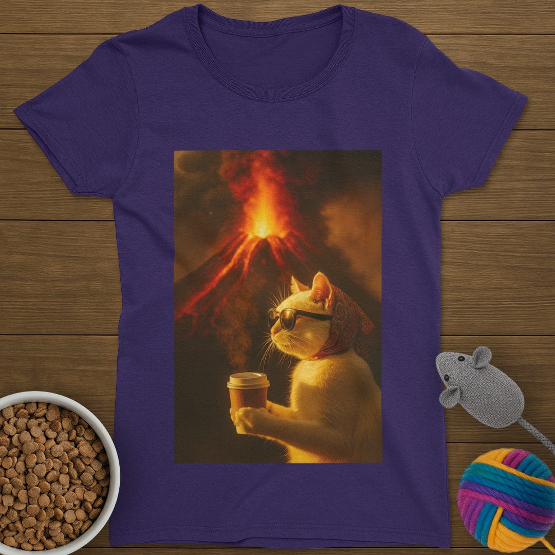 Volcano Coffee Cat T-Shirt Womens