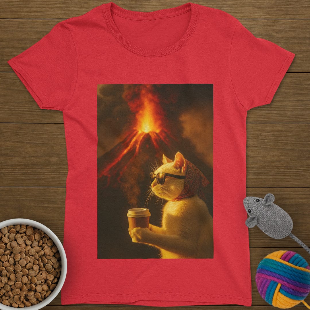 Volcano Coffee Cat T-Shirt Womens