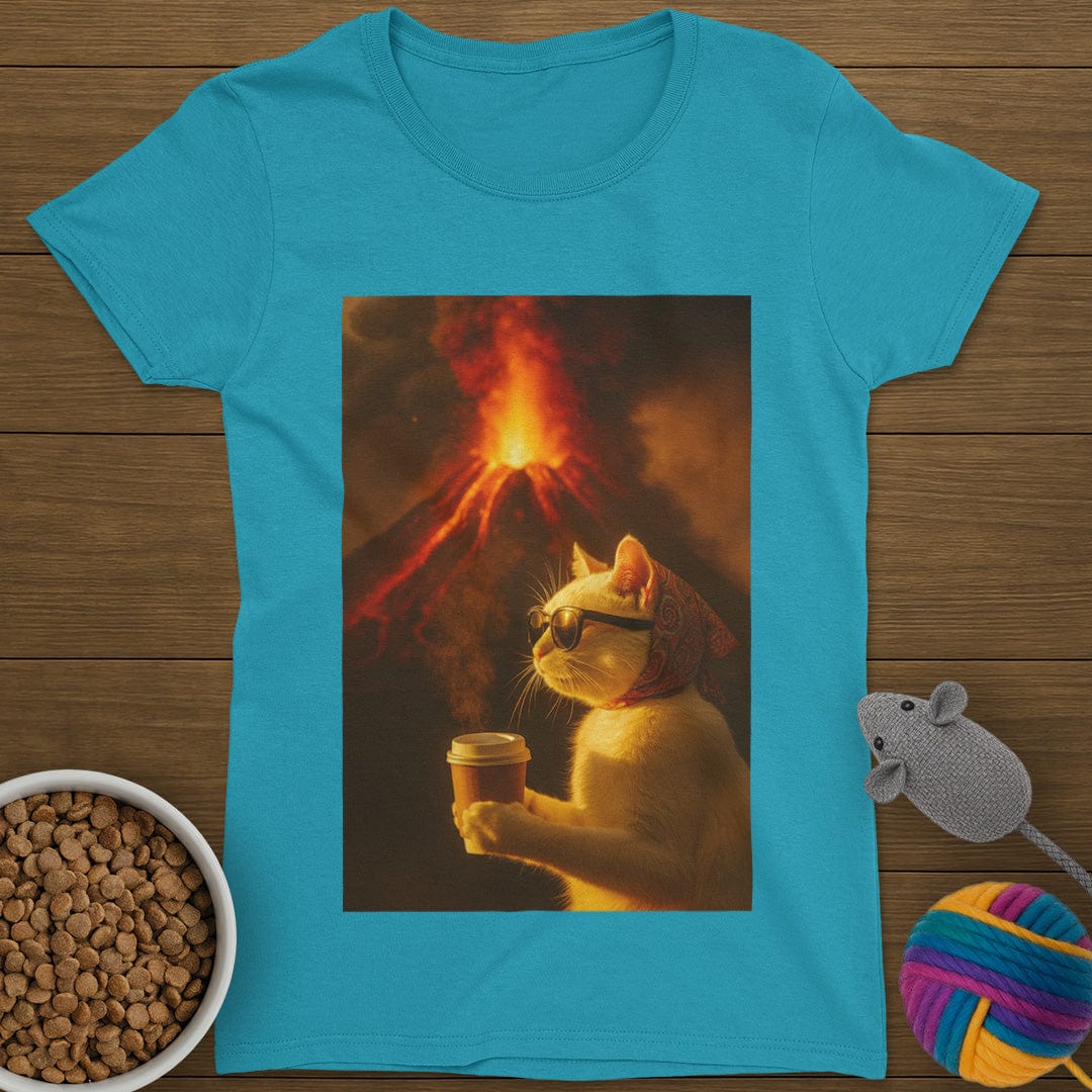 Volcano Coffee Cat T-Shirt Womens