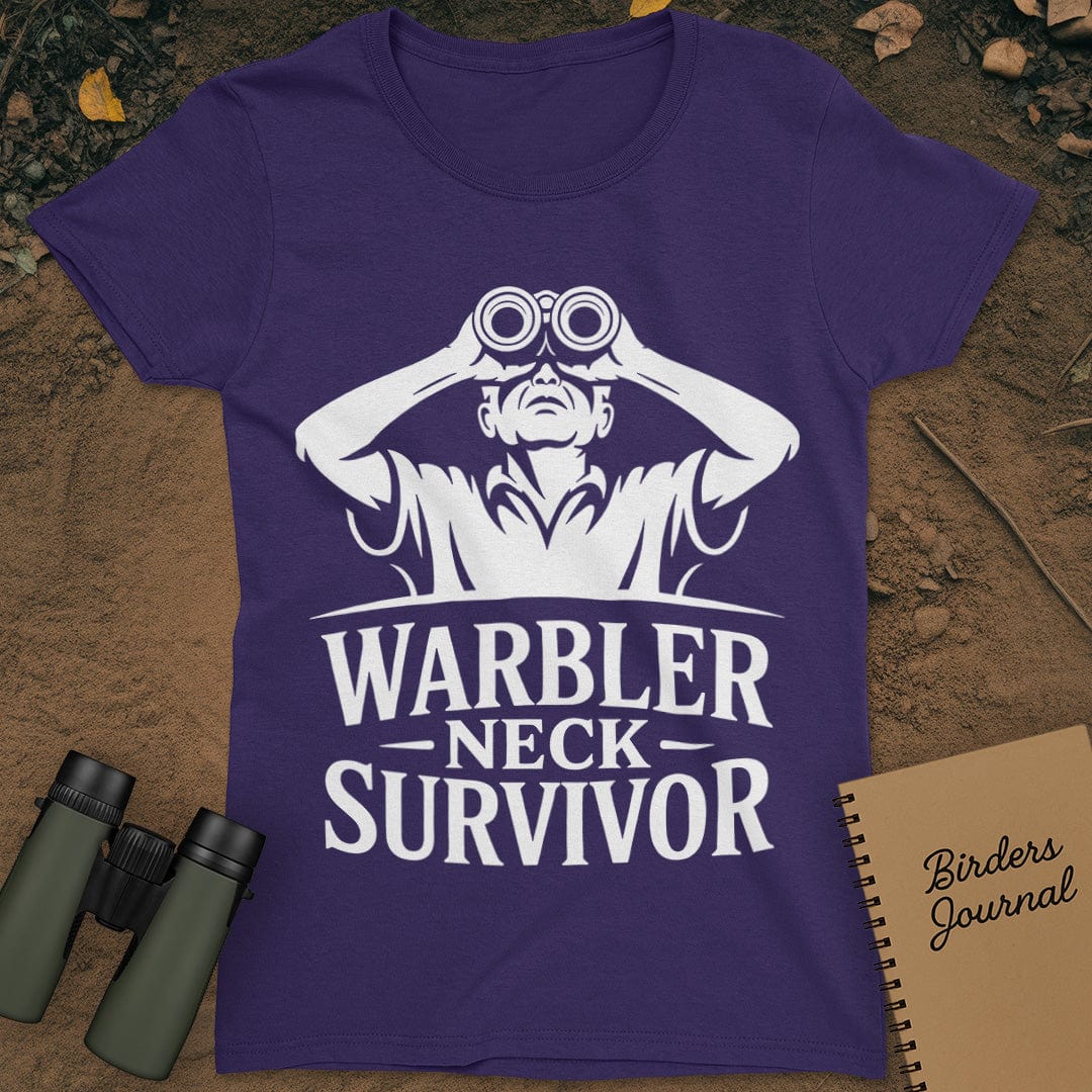 Warbler Neck Survivor Birding T-Shirt Womens